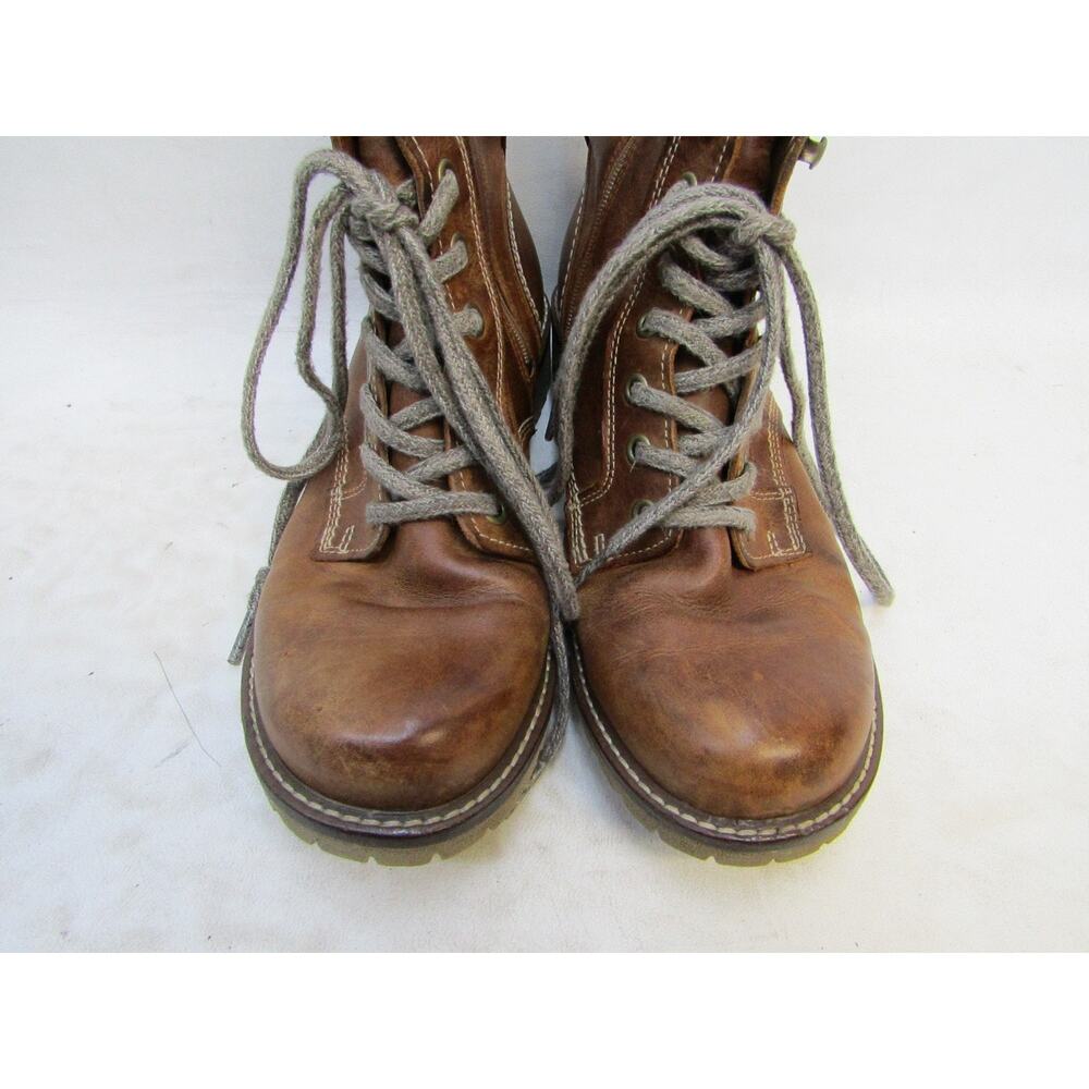 Ecco Womens Size 39 EUR Brown Leather Zip Lace Up Fashion Ankle Boots Booties - Picture 6 of 12